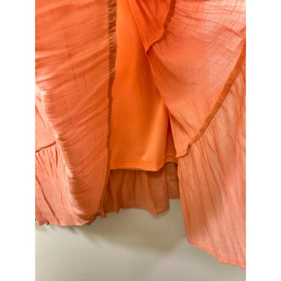 Summer Boho Umgee Tiered Maxi Dress Womens Large Coral Pink Halter Ruffle - Picture 9 of 11